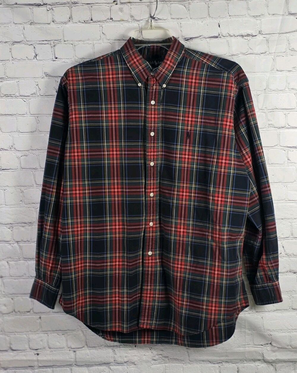 Polo Ralph Lauren Men's L Blake Red Tartan Plaid  Long Sleeve Button-Down Shirt
